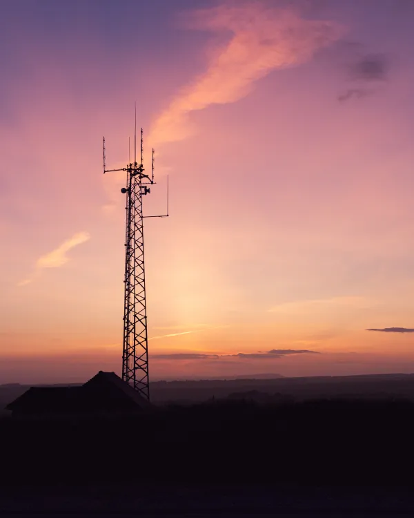 telecom antenna sunset